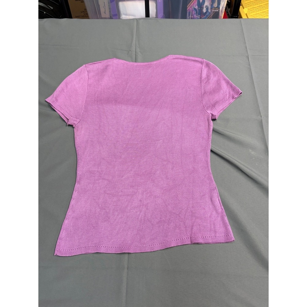 Ann Taylor 100% Silk Cardigan Sweater Purple V-Neck Long Sleeve Large Orchid - Picture 8 of 16